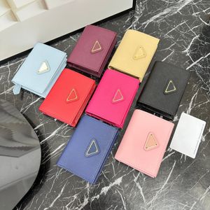 Luxury Designer Women Short Wallet Metal Triangle Women Wallet Luxury Brand Ladies Zipper Coin Purses Card Bags Hasp Wallets Clutch Bag Zipper Pocket PRLM209