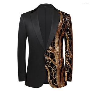 Męskie garnitury Wysokiej jakości Blazer Men Elegancka moda swobodna cekinowa bankiet Dance Wedding Groomsmen Party Cheall Kurtka Slim Costume