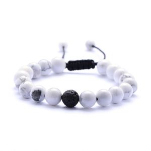 Natural Stone White Turquoise Lava Howlite Beaded Bracelet 8mm Frosted Adjustable Bracelets wristband fine jewelry