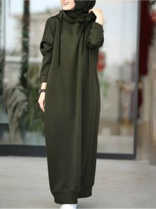 Urban Sexy Dresses Muslim Dres Sweatshirt Dress Stylish Hoodies Långärmad maxi Kvinnlig solid Hooded Vestidos Robe S3XL 230911