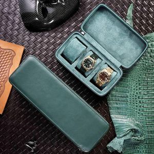 Watch Boxes Portable PU Leather Zipper Roll Storage Case 3/4 Slots Travel Display Organizer Watches Jewelry Collector Box