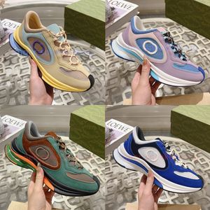 Top Designer Shoes RUN Sneakers Men Women Embroidery Interlocking G Running Shoes Turquoise Yellow Fashion Rubber Sole Trainer size 35-45 With original box