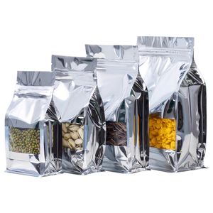 Reclosable Aluminum Foil Laminated ZipLock Window Packaging Bags Flat Bottom Tea Coffee Beans Snack Powder Storage Pouch