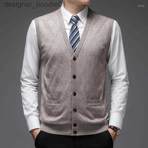 Men's Sweaters Men's Sweaters High Quality Male Buttons Up Knitwear Autumn Spring Sleeveless Wool Sweater Man Casual Knit Coat Plaid Cardigan Vest L230912