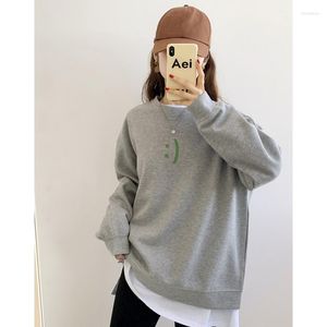 Women's Hoodies Womens Clothing Grey Vintage Street Sweatshirt Pullover Letter Printing Long Sleeves Casual Warm Baggy Female 2023 Tops