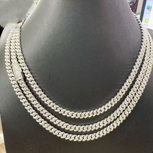 6mm 18-24inch S925 Sterling Silver Moissanite Cuban Chain Halsband Armband Länkar smycken för män Kvinnor Trevlig gåva