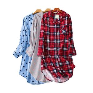 Women's Robe Flanell Cotton Home Nightdress Cardigan Shirt Night Dress Cute Cartoon Plaid Design Sleepwear Fashion Sleeping Woman 230912