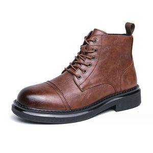 Botas de tornozelo sapatos masculinos moda retro plutônio costura camurça brock escultura rendas até clássico casual rua diariamente para meninos botas de festa