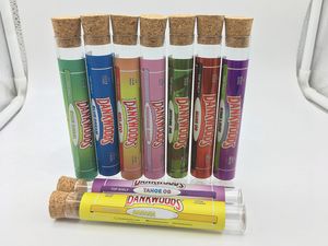 Empty 1 Gram Dankwoods Joint PreRolls Glass Tubes With Wooden stopper Packaging Prerolls MoonRock Sticker laebls 120mm tubes Support OEM LOGO