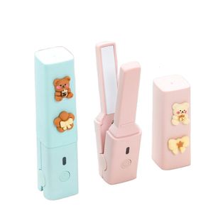 Hair Straighteners Mini Curling Hair Straightener Dormitory Small Power Usb Splint Fluffy Bangs Portable Straight Hair Curling Dual Purpose 230912