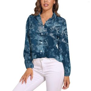 Women's Blouses Watercolor Tie Dye Loose Blouse Abstract Art Casual Oversized Woman Long Sleeve Funny Shirt Spring Graphic Tops