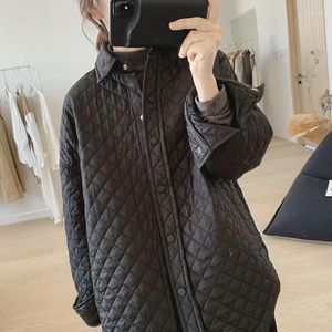 Frauen Trenchcoats 2023 Winter Parka Dicke Modische Silhouette Argyle Hemd Baumwolle Mantel Weibliche Dünne Lange Warme Jacke Frauen Korea lose