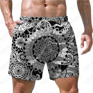 Herr shorts sommarstrand byxor vintage mönster 3d tryck hawaiian stil stor dragsko hem basket