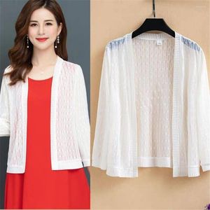 Women's Knits 3XL 4XL 5XL Women Summer Sun Protection Clothing Lace Cardigan Female Cardigans Thin Jacket Coat Ladies Shawl Outerwear