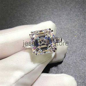 Band Rings Original 925 Silver square ring Asscher cut Created Moissanite Wedding Engagement Cocktail Women topaz Rings finger Fine Jewelry J230912