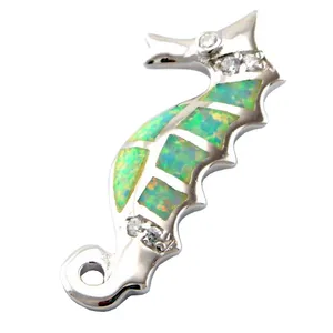 Kvinnliga smycken halsband Sea Animal Jewelry Fashion Sea Horse Opal Pendant Mexikansk vit Opal Halsband 925 Stamped