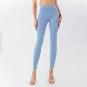 Aktive Hosen Antibom Hohe Taille Yoga Jeans Damen Hip Lift Doppelte Tasche Sport Casual Fitness