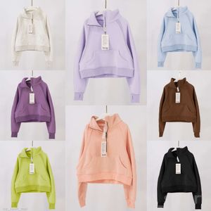 Lu Align Lu Scuba Dameshoodie met lange mouwen Perfect oversized capuchon Dames Fitness Hoody Oefening Hardloopsweatshirts Pullover Halve rits Sportkleding Mode