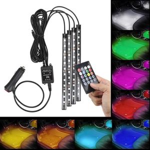 Atmosfer lambası için 4'ü 1 aracı 48 LED iç dekorasyon aydınlatması RGB 16 renkli kablosuz uzaktan kumanda 5050 yonga 12v şarjı ch284u