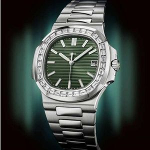 2021 Nya anländer topp Nautilus Watch Men Automatic Man Watches 5711 Silver Armband Green Face Rostfri Mens Mechanical Di Lusso W231K