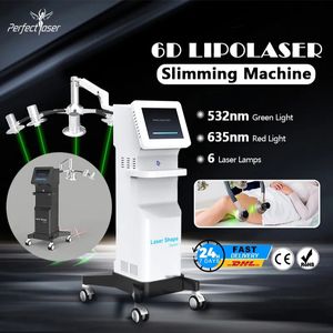 Máquina de emagrecimento Lipolaser 3 em 1 6D de alta qualidade para perda de gordura, aperto da pele, redução de gordura, dispositivo de queima de gordura, luz verde 532nm, manual de vídeo