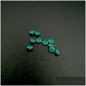 ルーズダイヤモンド208/1高温抵抗ナノジェムファセットラウンド2.25-3.0mmダーククリソプレーズ青緑色の合成GE DHGARDEN DHYTU