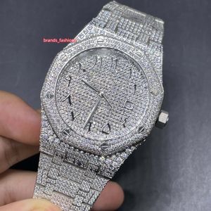 Серебро/2 тона розового золота Iced Out Diamond Watch Автоматические механические мужские часы с арабскими цифрами Life Водонепроницаемые наручные часы Мужские повседневные деловые наручные часы