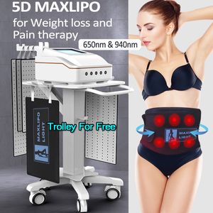 Portable Lipolaser Equipment 5D Maxlipo Diode Laser Pain Relief Fat Dissolve Body Slimming Device Red Light Infrared Lipo Laser Therapy SPA Salon Use