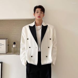 Erkek Suit 2023 Takım Siyah Beyaz Kontrast Yüksek Son Gündelik Kore tarzı Banliyö Moda Ceket