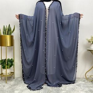 Etniska kläder muslimska dubai abayas för kvinnor 2023 spetsar cardigan mantel mellanöstern fashion enkla klänningar elegant lade lösa vestidos