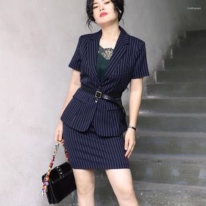 Two Piece Dress 2023 Office Lady Work Blazer Skirt Suits Fashion Turn Down Collar Button Short Sleeve Jackets Mini Skirts 2 Pieces OL Sets