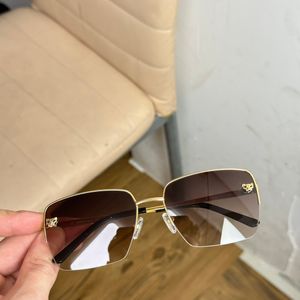 Quadratische Sonnenbrille mit goldenem Halbrahmen, braun schattiert, Damen-Sonnenbrillen, Gafas de Sol, Designer-Sonnenbrillen, Occhiali da sole, UV400-Schutzbrillen