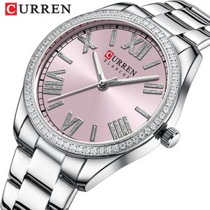 Armbandsur Curren Luxury Quartz Women's Armband Watch Silver Charming Ratten med rostfritt stål Band Luminous Hands 230911
