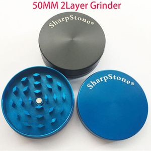 Marka Keskin Taş Bitki Öğütücü Sigara Aksesuarları Metal çinko alaşımı 50mm 2Mayer Plat Üst Tütün Bitkisel Grinders