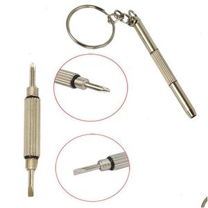 Screwdrivers Wholesale 3 In 1 Aluminum Steel Eyeglass Screwdriver Sunglass Watch Repair Kit With Keychain Portable Hand Tools Drop D Otyeo