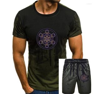 Men's T Shirts Metatron Blue 2023 Men Black T-shirt Mystery Geometric Graphic Cotton Clothing Custom Store Hip Hop Streetwear