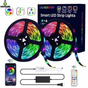 LED-Streifen Bluetooth LED-Streifenlichter RGB-Lichtset 16,4 Fuß 32,8 Fuß 150 LED SMD5050 Wasserdichter Musik-Sync-Farbwechsel-Controller HKD230912