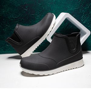 Rain Boots Rain Boots Man's Rubber Boots Fashion Ankle Boots Round Toe Plarform Boots Outdoor Non-slip Slip on Rain Shoes Men Fishing Boots 230912