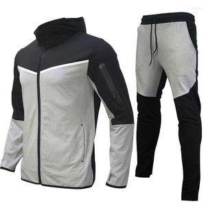 Conjuntos de treino masculino outono e inverno esportes zíper hoodie terno calças de lazer conjunto de 2 peças
