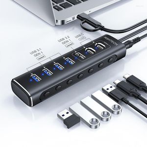 7-портовый USB-концентратор 3.2 Gen 1, 10 Гбит/с, коммутаторы с адаптером питания 12 В/2 А для аксессуаров для ноутбуков