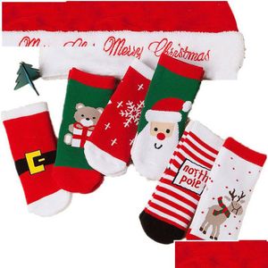 Christmas Decorations Cute Soft Kids Socks 1-10 Years Old Lovely Comfortable Boy Girls Cartoon Cotton Baby Children Vt1791 Drop Delive Dhz3U