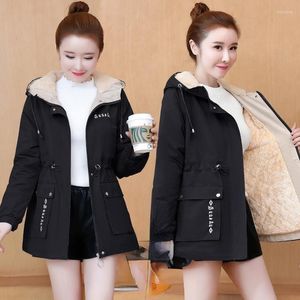 Women's Trench Coats Woman Hooded Collar Zipper Parkas Female Fashion Solid Coat Elegant Cotton Padded Jackets Ladies Casual Slim Pockets