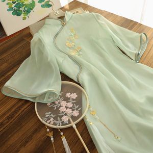 기본 캐주얼 드레스 5xL 플러스 크기 여성 청량 드레스 여름 중국 전통 스타일 고대 의상 개선 된 한파 레트로 멍청이 230911