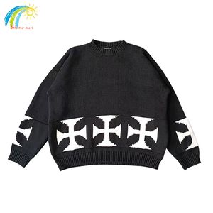 Männer Pullover Schwarz Oversize ERD Gestrickte Pullover Männer Frauen Hohe Qualität O Neck Jacquard Pullover Sweatshirts 230912