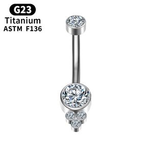 Belly -knapp Piercing Titanium Bar Brosket gångjärn G23 Segment Body Charming Belly Button Ring Zircon Clicker Membran smycken