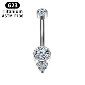 Bauchnabelpiercing, Titanstab, Knorpelscharnier, G23-Segment, Körper, bezaubernder Bauchnabelring, Zirkon-Clicker-Membran-Schmuck