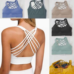 Lu Align Lu Woman Fitness Tank Top Cross Back Running Yoga Bra Girl Sexy Underwear Breathable Gathering Sports Yogas Vest Training Tanks Anti-sagging Fashion