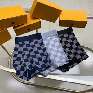 Novos boxers moda shorts para homens roupa interior carta de rua impressa cuecas preto branco azul 3 peças com caixa respirável esportes casuais confortável marca de luxo