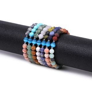 8mm Frosted Natural Stone Armband Pärled Gemstone Armband Hand Charm Crystal Healing Stone Bangle Cuff Fashion Jewelry