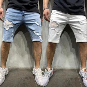 Letnie męskie dżinsowe spodenki Chino Fashion Straight Boy Chudy Runway Krótkie dżinsy Zniszczone Zniszczone Plus Size 220324279m